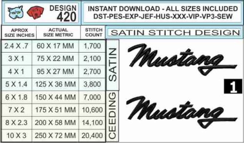 Mustang-script-embroidery-design-infochart