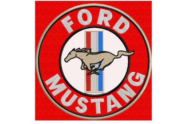 Ford Mustang Embroidery Applique ⋆ 5 sizes - 9 formats - Blu Cat Red Dog