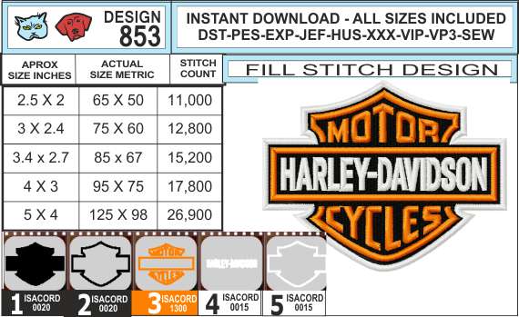 Harley Davidson Embroidery Design-infochart