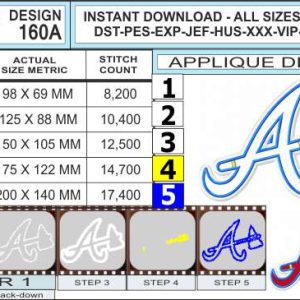 Atlanta Braves Embroidery Logo Set ⋆ 10 sizes ⋆ Blu Cat Red Dog