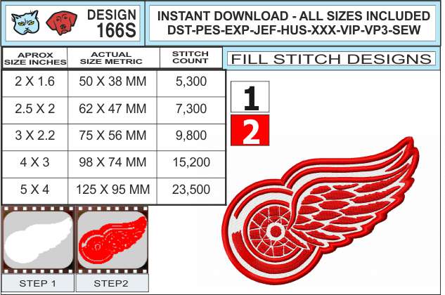 Stanley Cup Champions Embroidery Design ⋆ 3 sizes ⋆ Blu Cat Red Dog