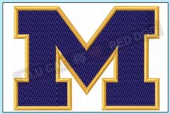 Michigan Wolverines Embroidery Design ⋆ 6 sizes ⋆ Blu Cat Red Dog