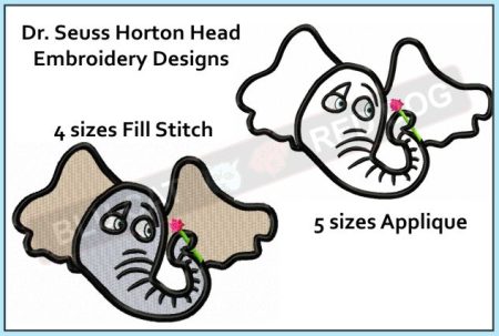 horton head embroidery design set dr seuss elephant in applique and fill stitch blucatreddog.is