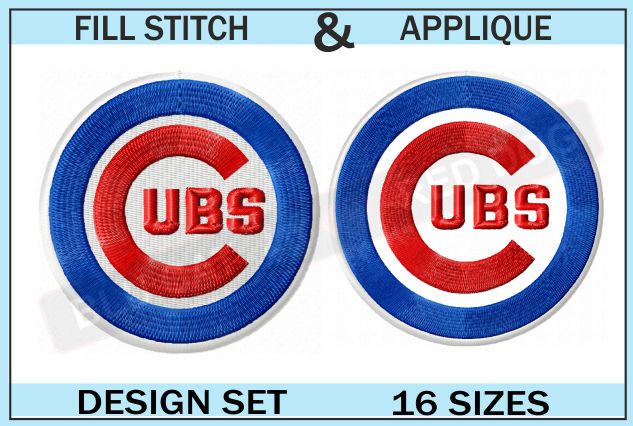 Chicago Cubs Embroidery Logo Set ⋆ 16 sizes from 1in ⋆ Blu Cat Red Dog