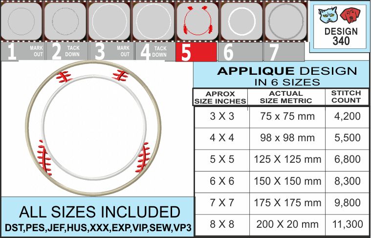 Baseball-applique-frame-embroidery-design-infochart