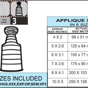 Stanley Cup Champions Embroidery Design ⋆ 3 sizes ⋆ Blu Cat Red Dog