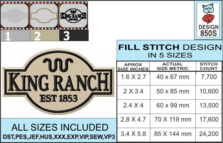 Ford-king-ranch-logo-set-embroidery-infochart