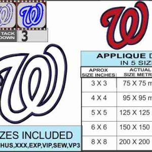 Washington Nationals logos machine Embroidery Design for instant download