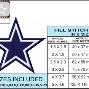 Cowboys Star Outline Embroidery Design