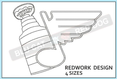 Stanley Cup Champions Embroidery Design ⋆ 3 sizes ⋆ Blu Cat Red Dog