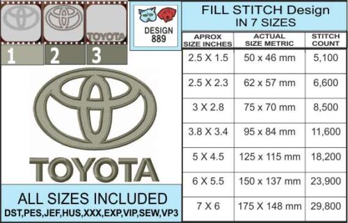 Toyota Logo embroidery design