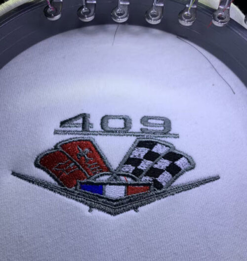 image of 409 Impala logo embroidered blucatreddog.is