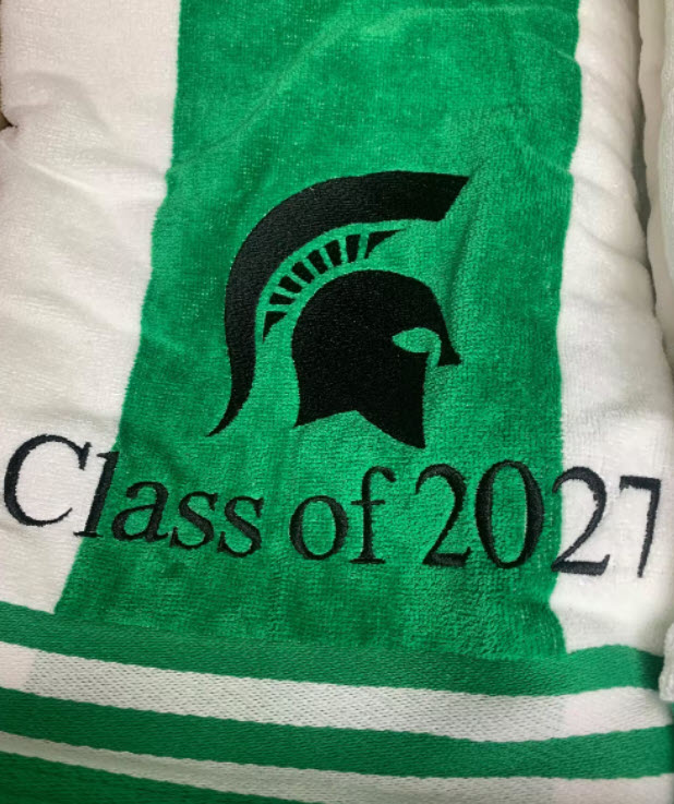 image of Spartans class of 2027 embroidered towel blucatreddog.is