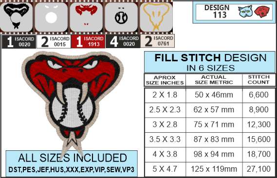 arizona diamondback embroidery design-infochart