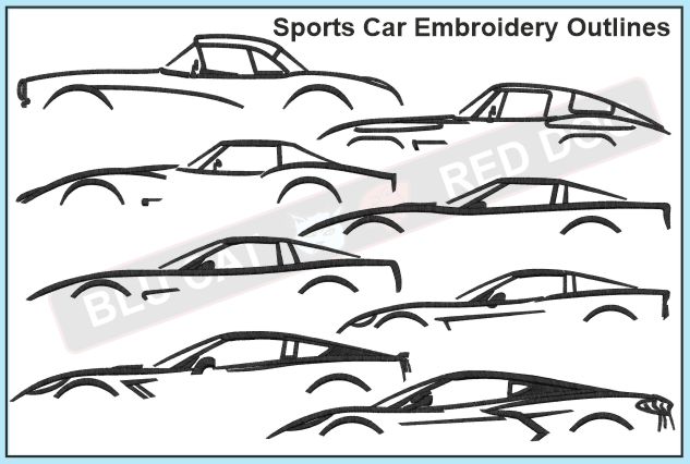 Sports Car Embroidery Outlines-blucatreddog.is